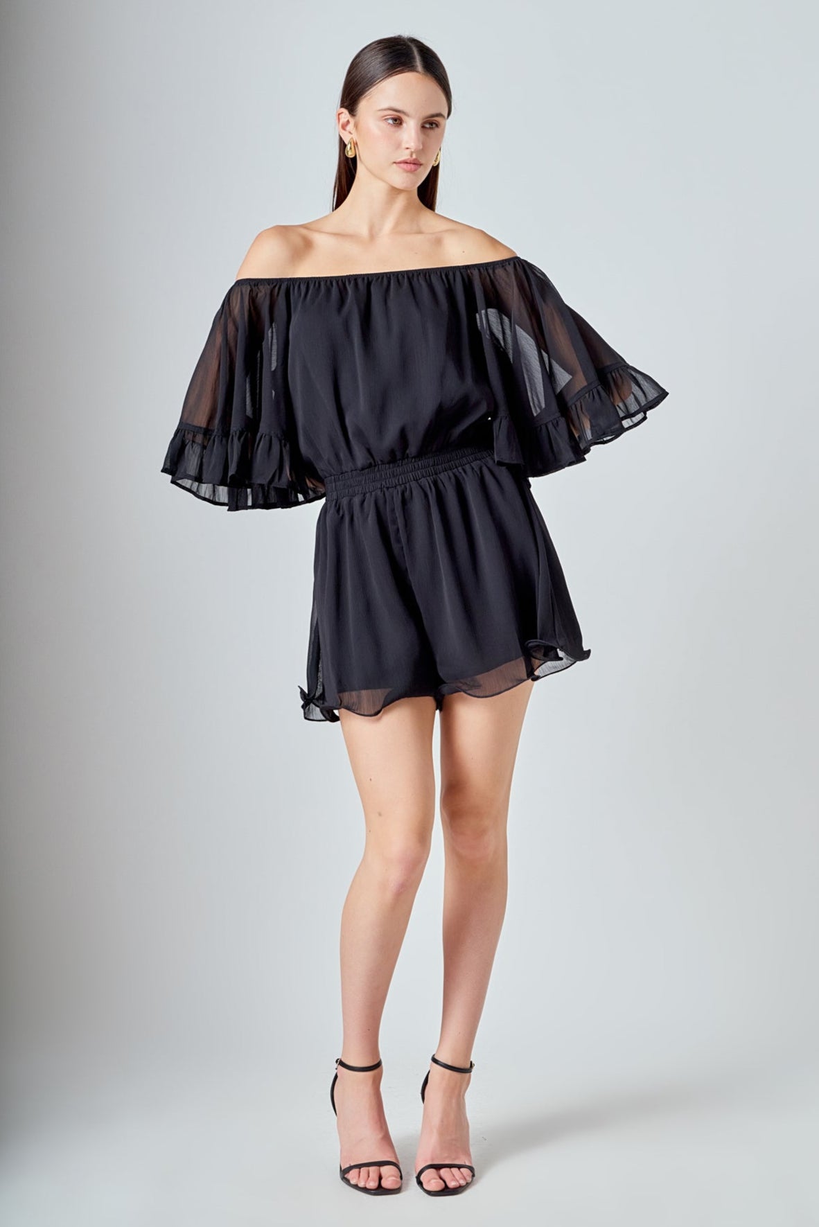 Ruffled Sleeve Romper