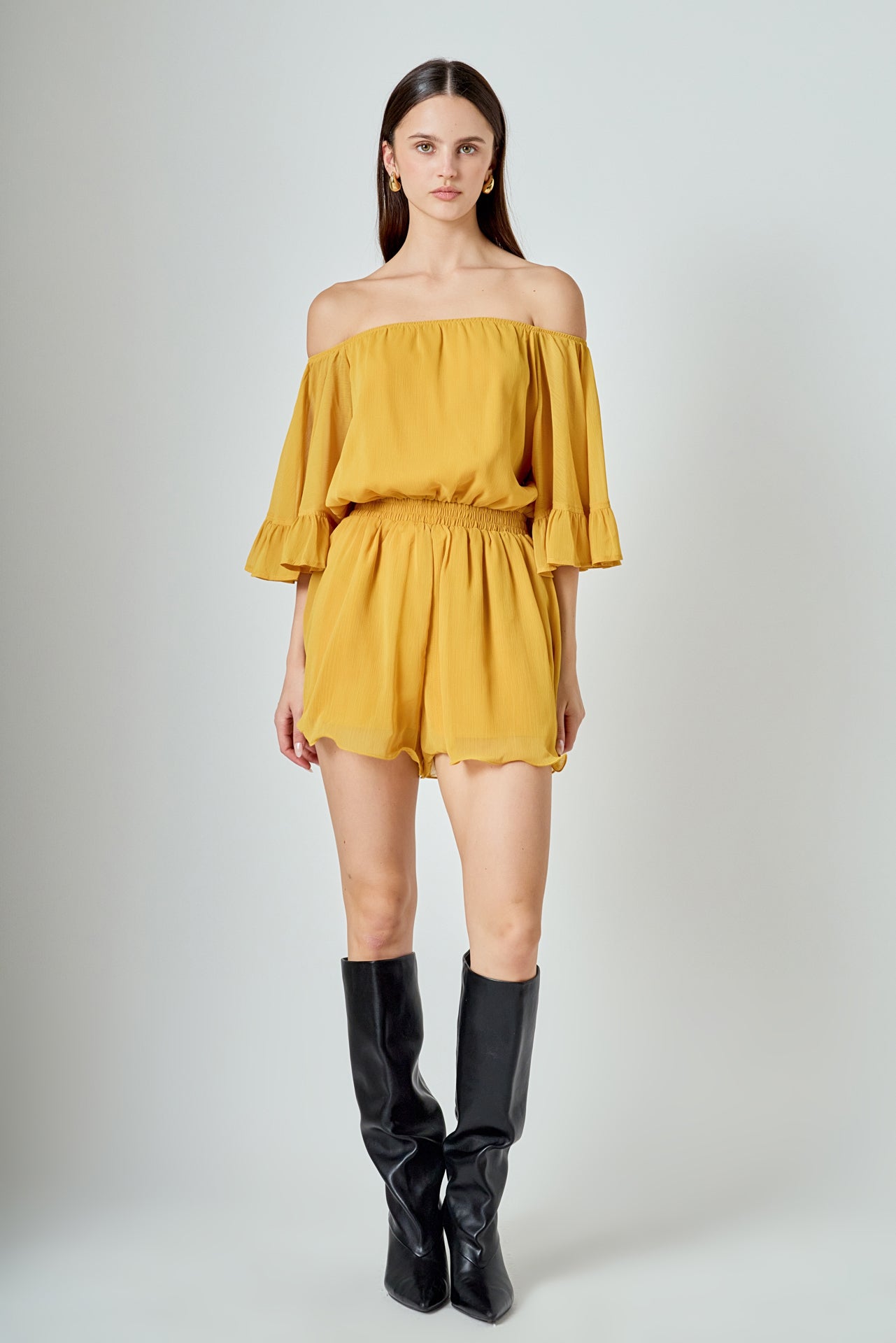 Ruffled Sleeve Romper