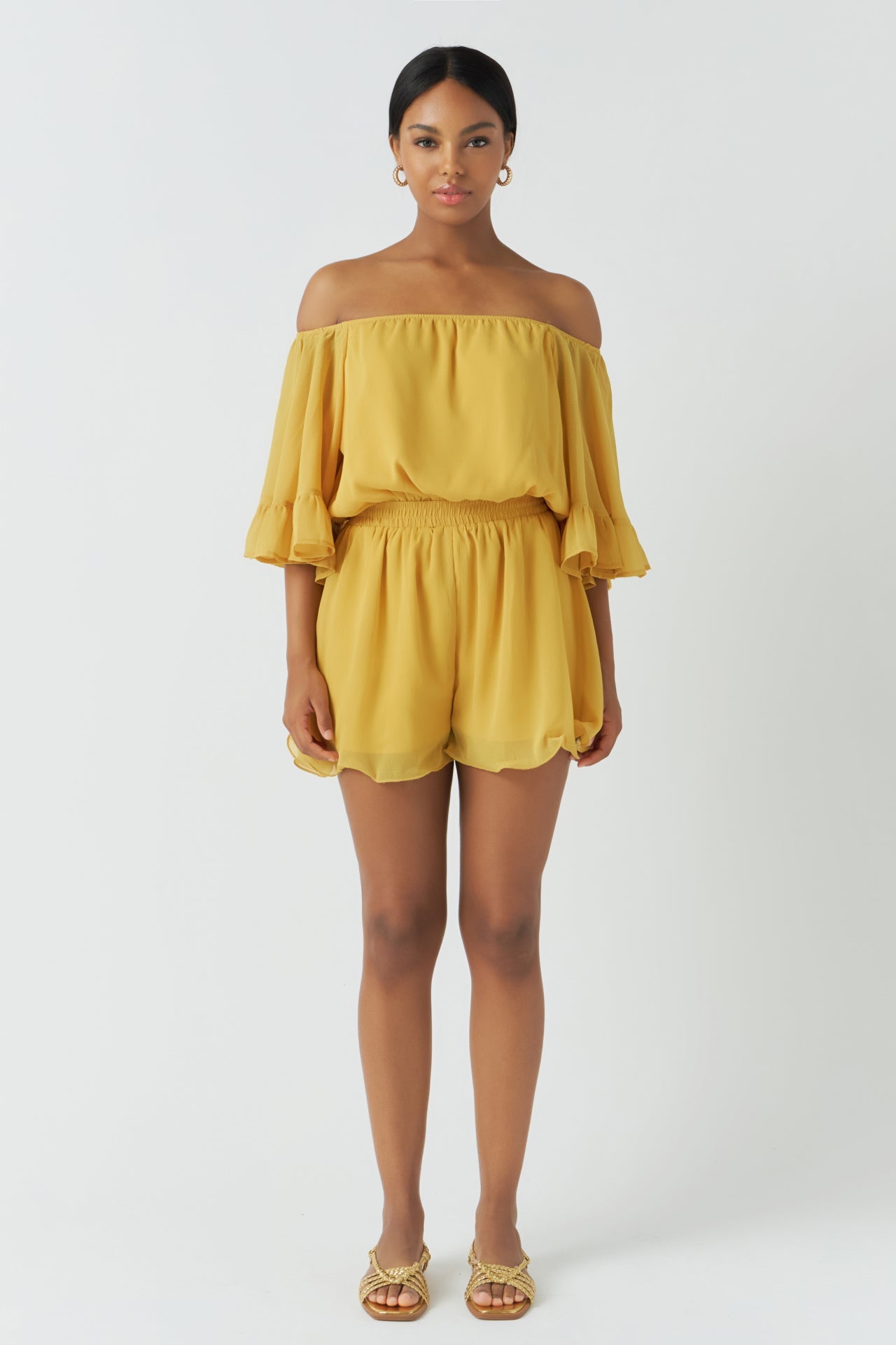 Ruffled Sleeve Romper