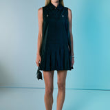 Sleeveless Zip Up Pleated Mini Dress