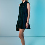 Sleeveless Zip Up Pleated Mini Dress