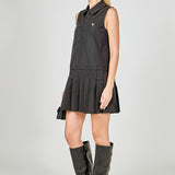 Sleeveless Zip Up Pleated Mini Dress