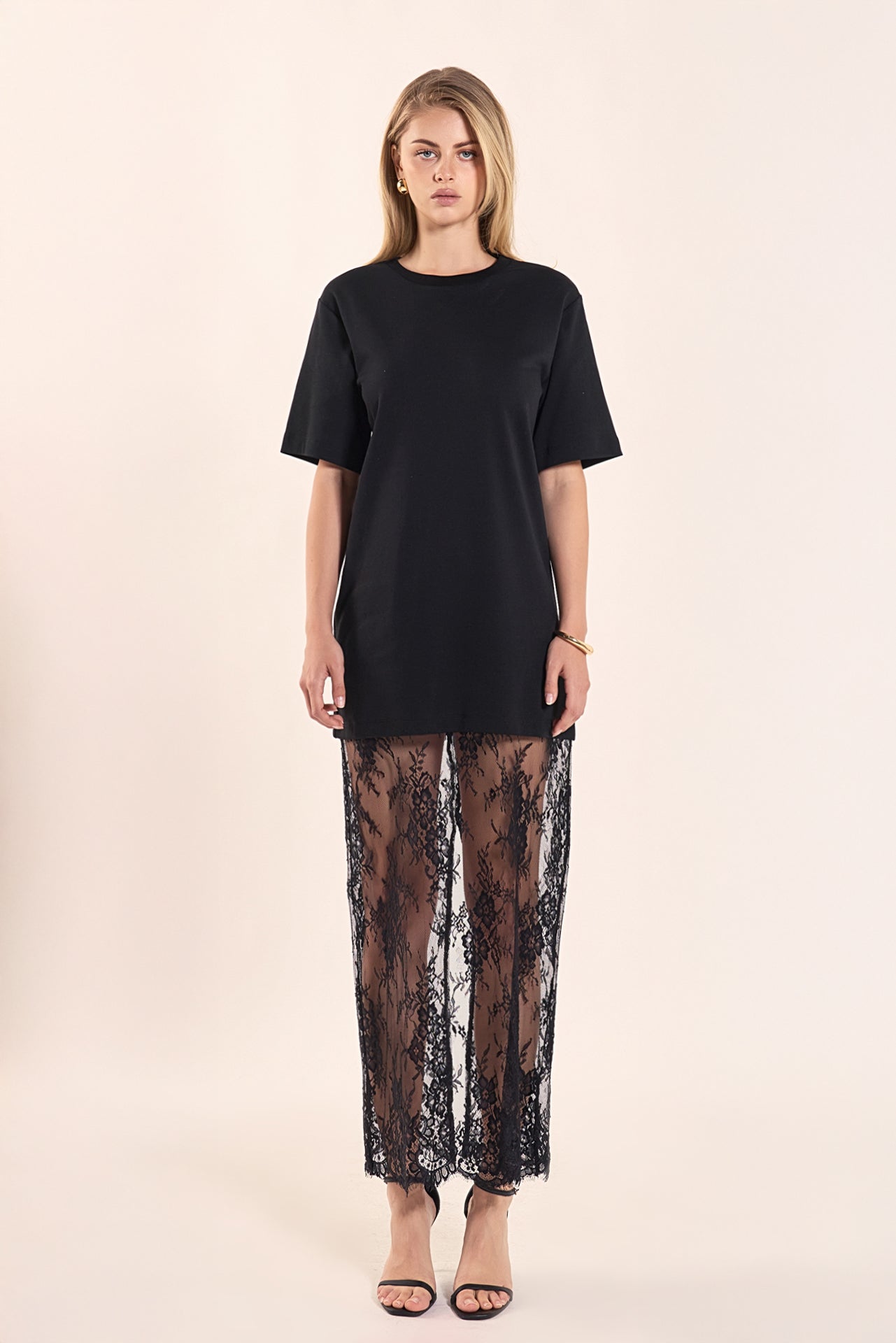 Mix Media T-shirt Lace Dress