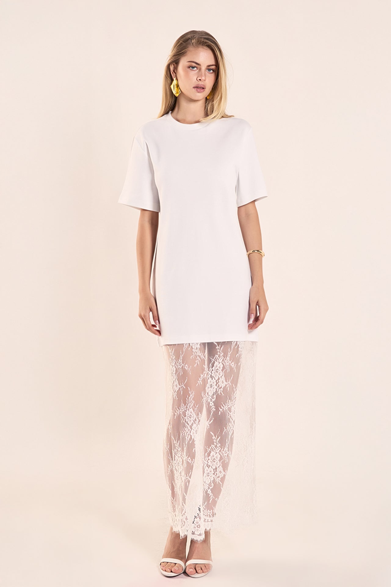 Mix Media T-shirt Lace Dress