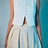 Tara Button Up Cotton Linen Vest