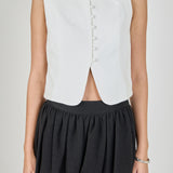 Tara Button Up Cotton Linen Vest