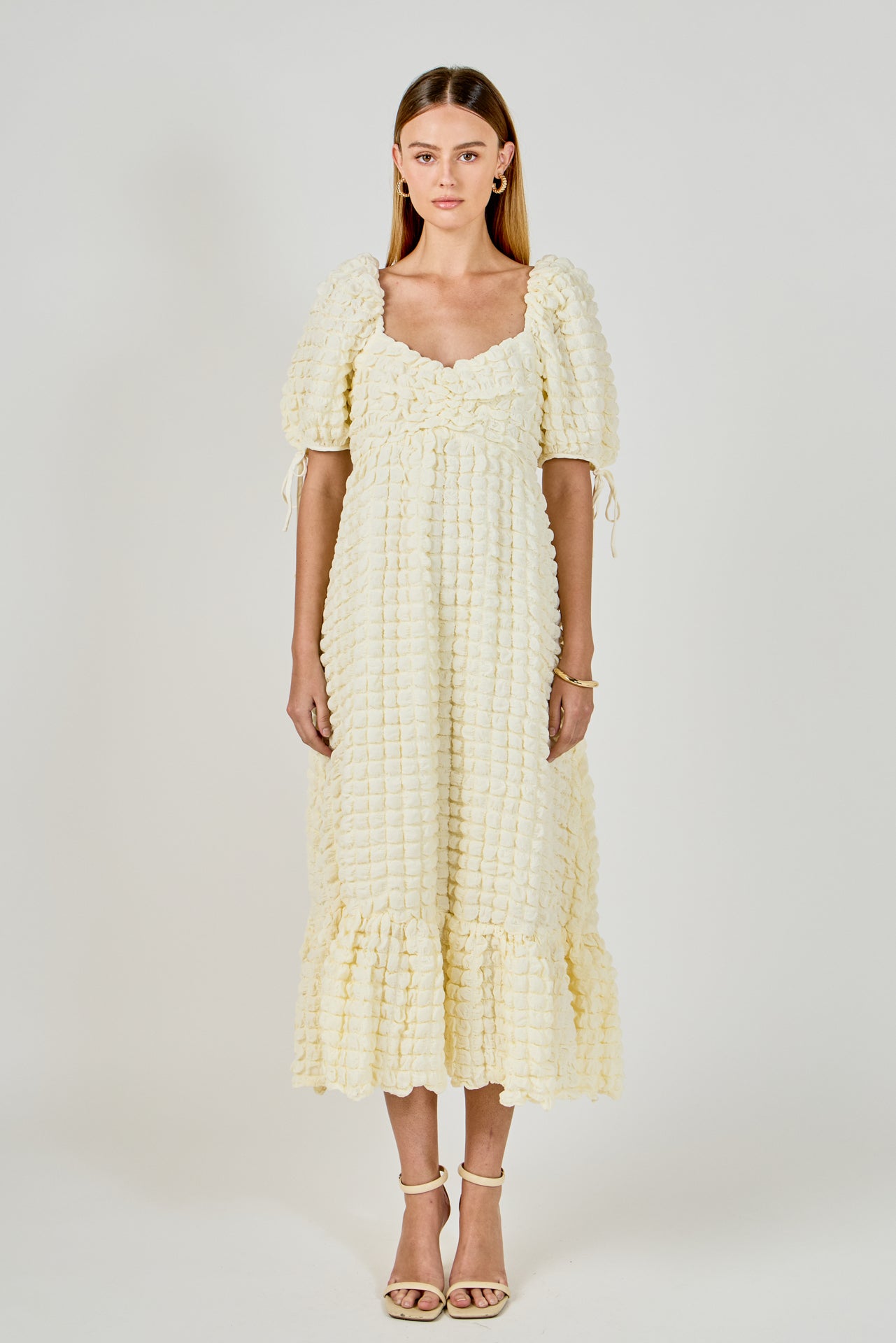 Bubble Puff Sleeve Maxi Dress