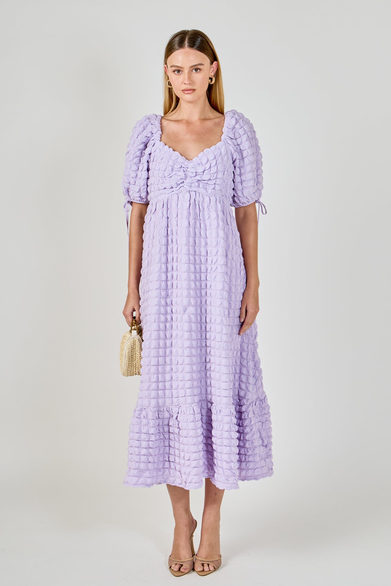 Bubble Puff Sleeve Maxi Dress