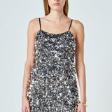 Stretched Sequined Mini Skirt