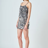 Stretched Sequined Mini Skirt