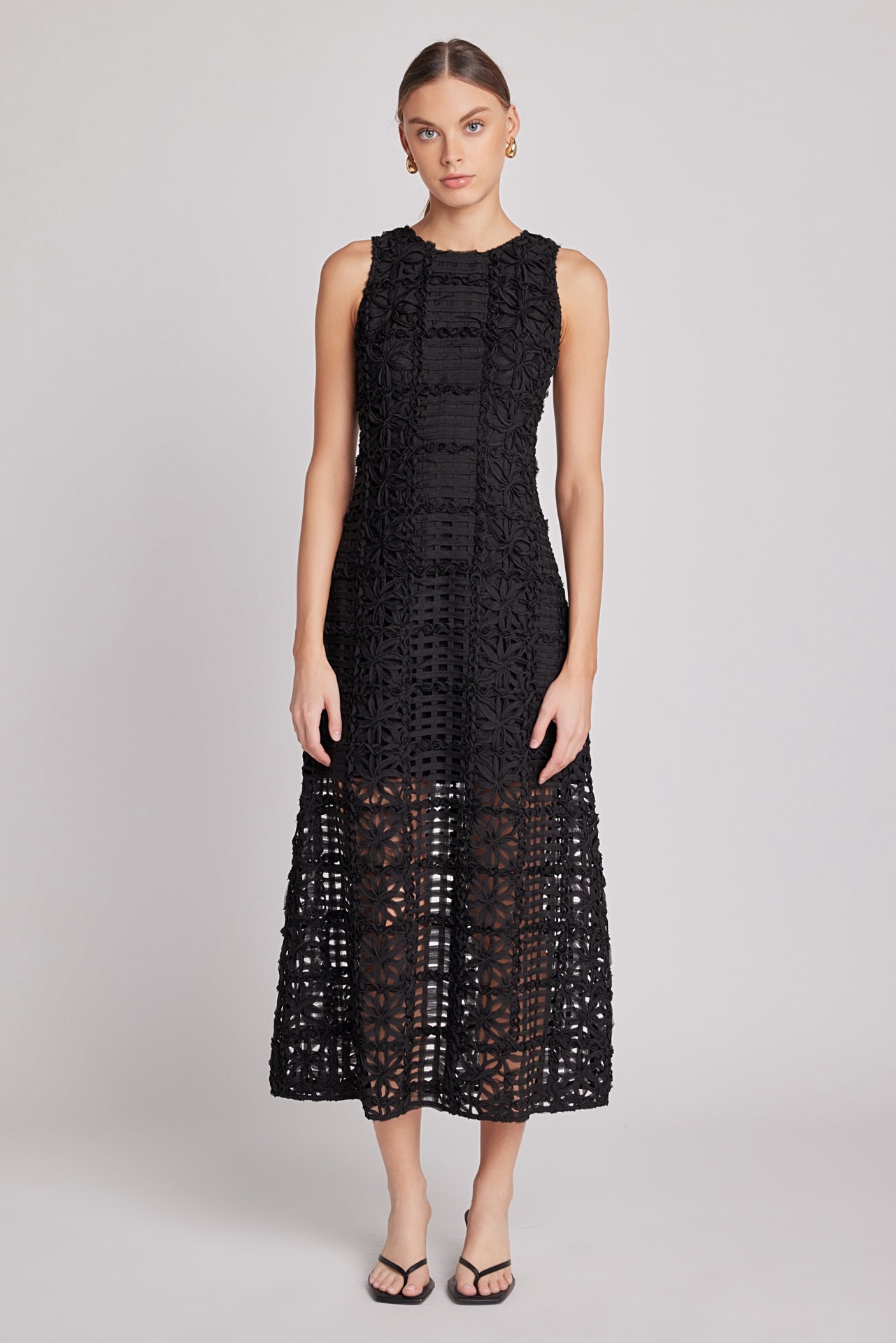 Textured Sleeveless Maxi Dress