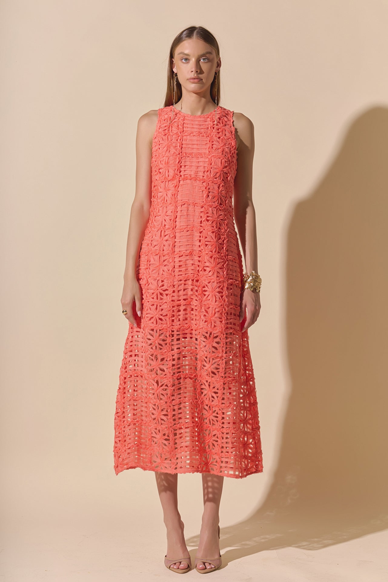 Iris Textured Sleeveless Maxi Dress