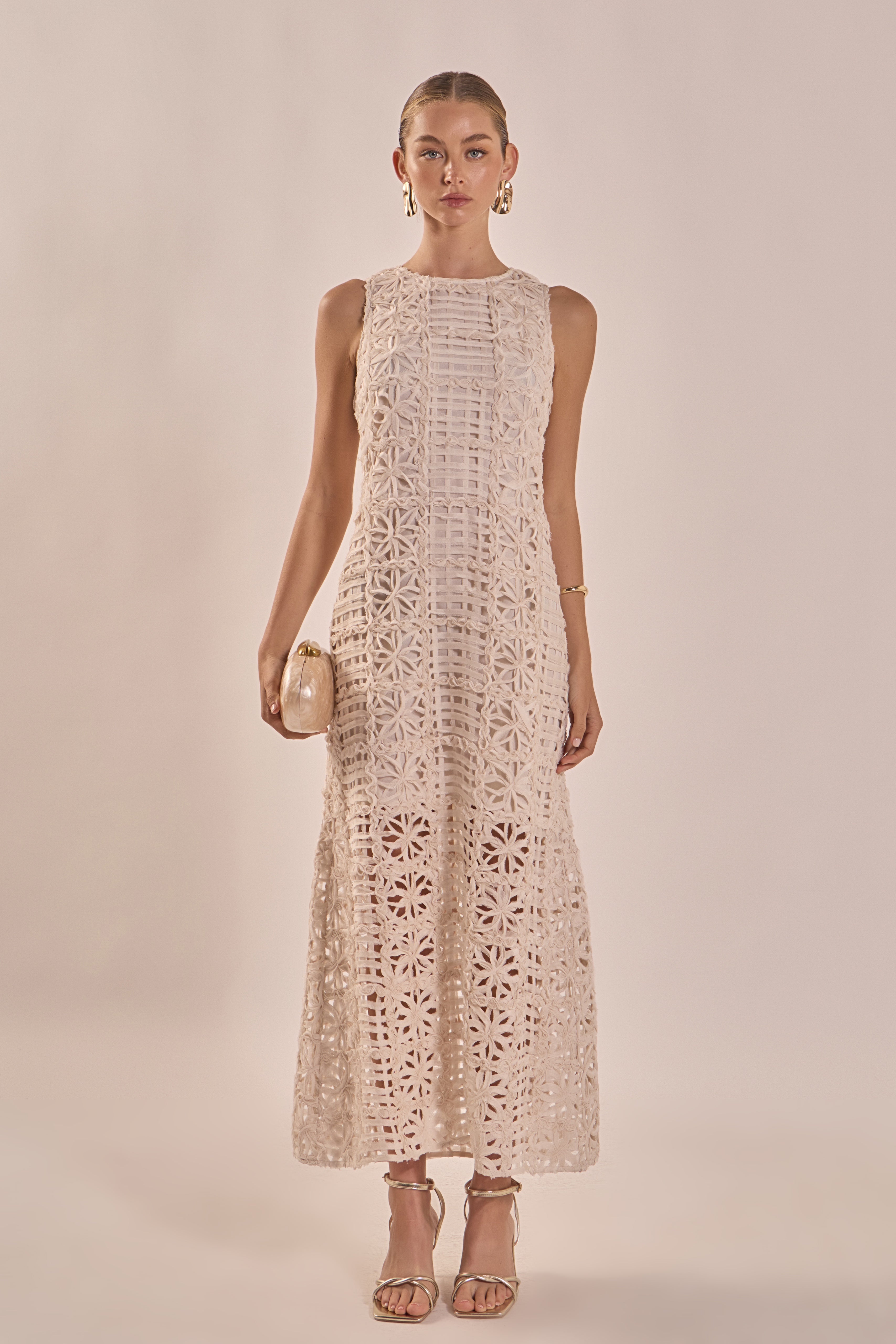 Textured Sleeveless Maxi Dress