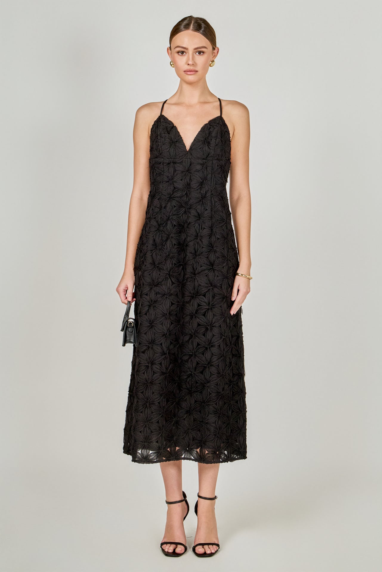 Spaghetti Strap Lace Midi Dress