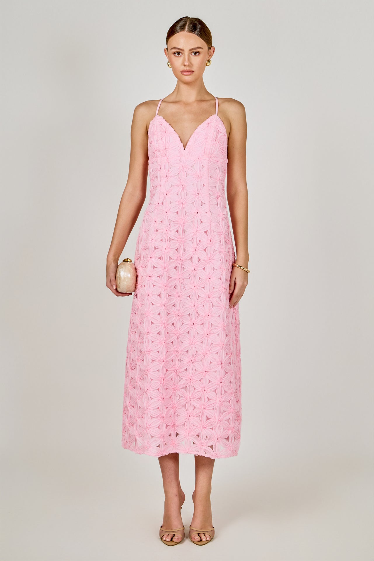Spaghetti Strap Lace Midi Dress