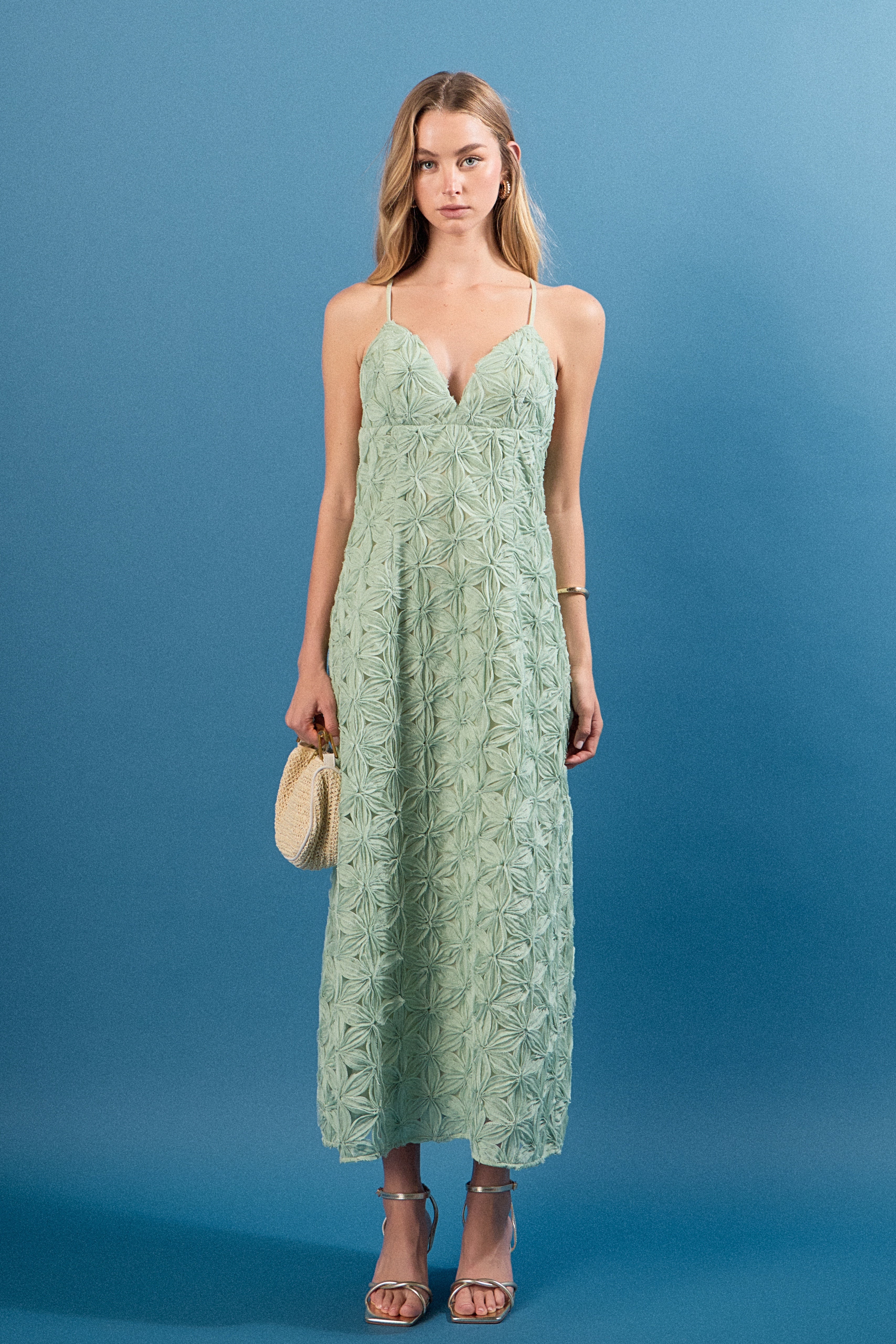 Spaghetti Strap Lace Midi Dress