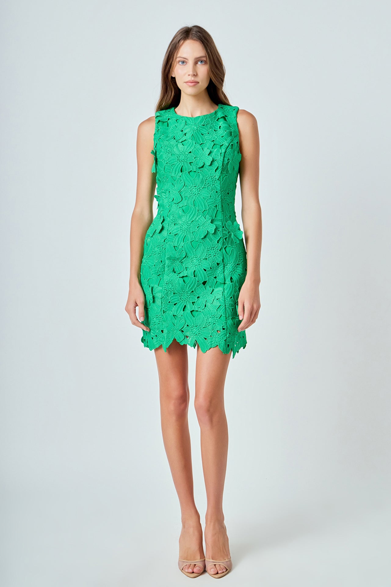 Floral Embroidered Mini Dress