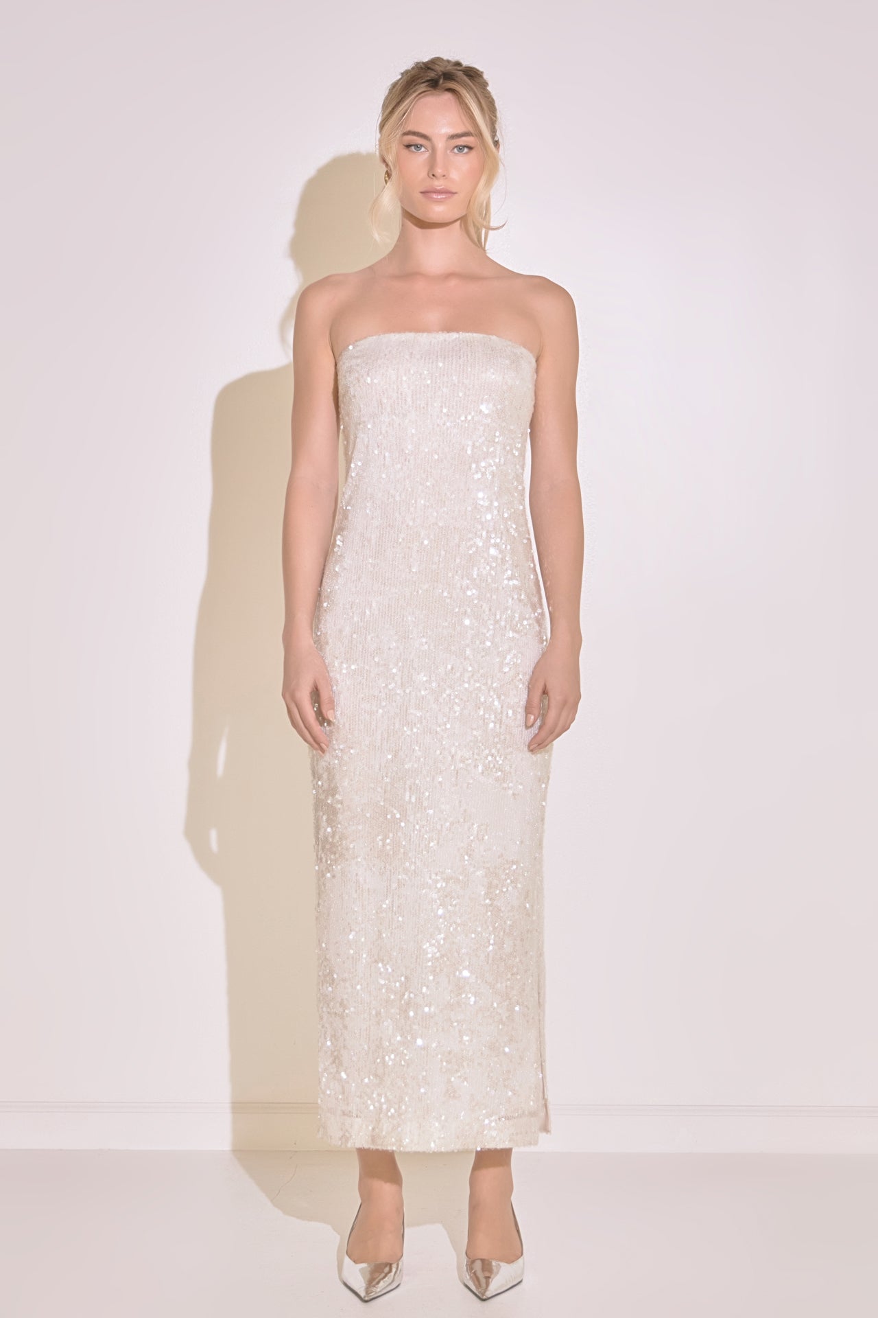 Strapless Sequined Maxi Dress