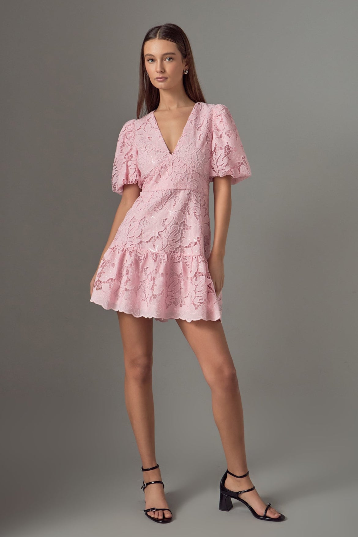 Sequins Lace Mini Dress