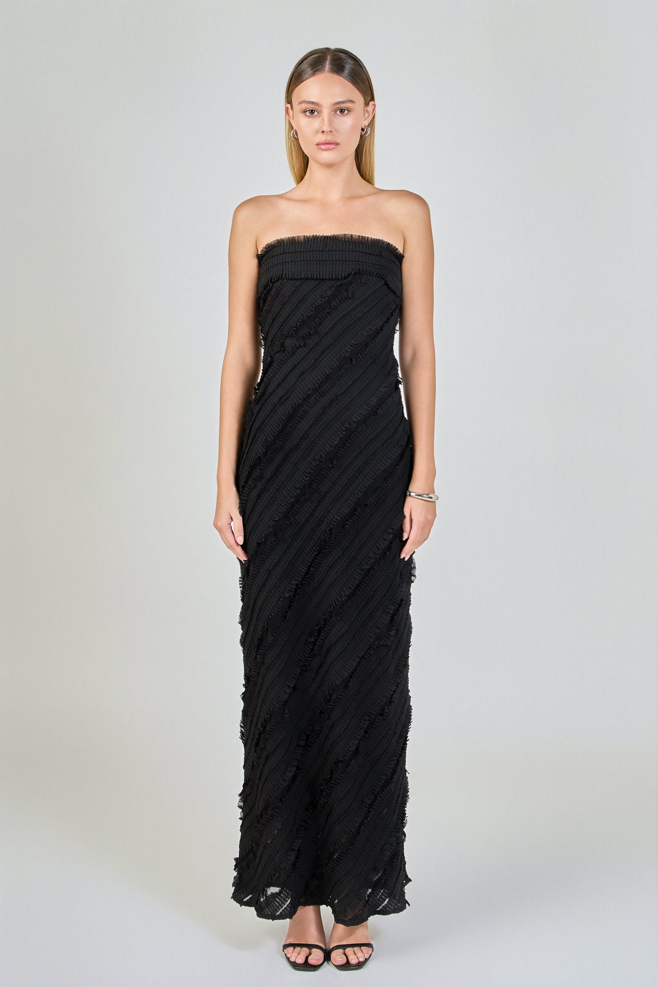 Strapless Ruffled Maxi Dress