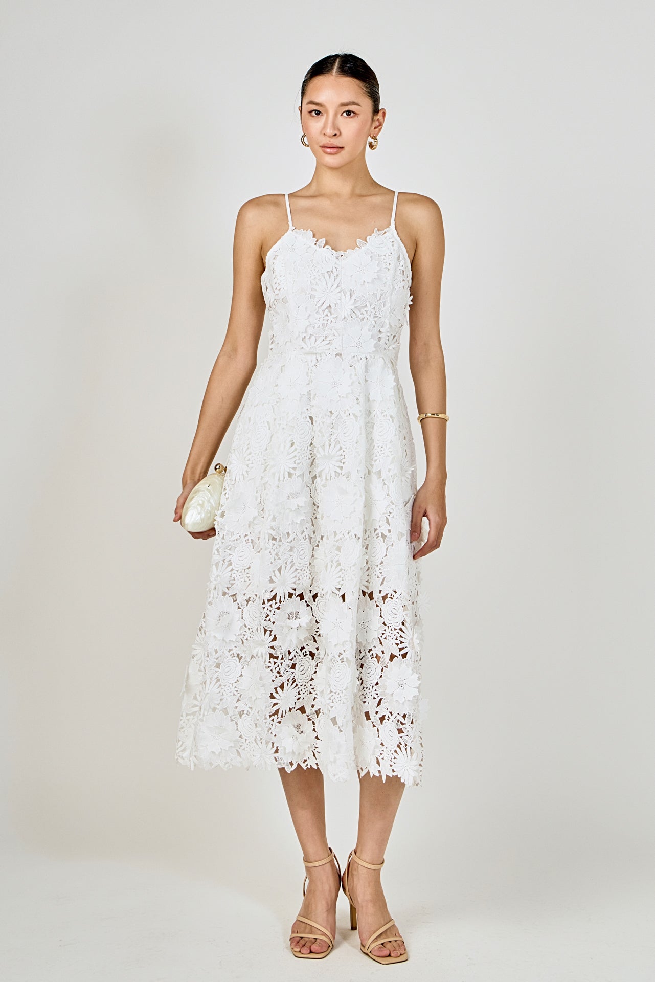 3D Applique Midi Dress