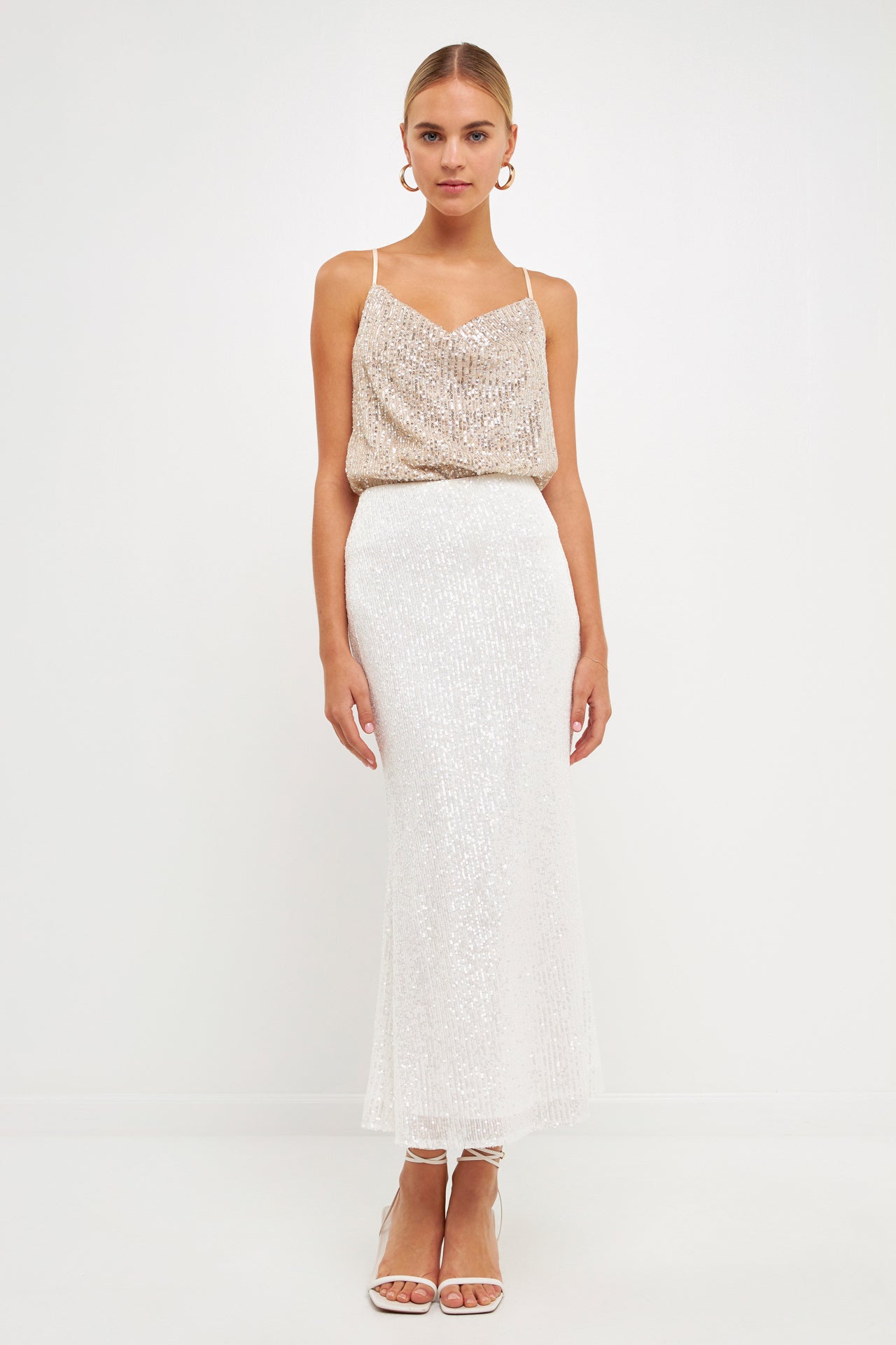 Sequins Cowl Neck Top