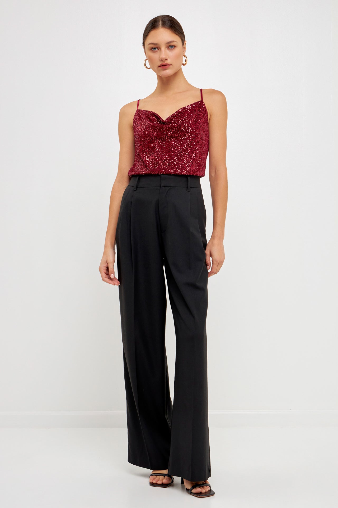 Sequins Cowl Neck Top