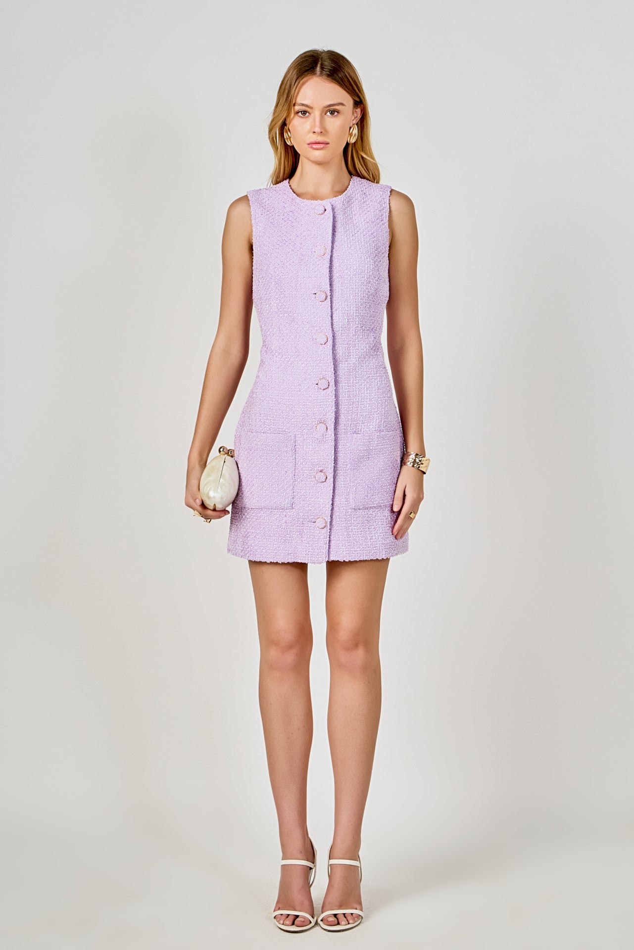 Sleeveless Tweed Mini Dress