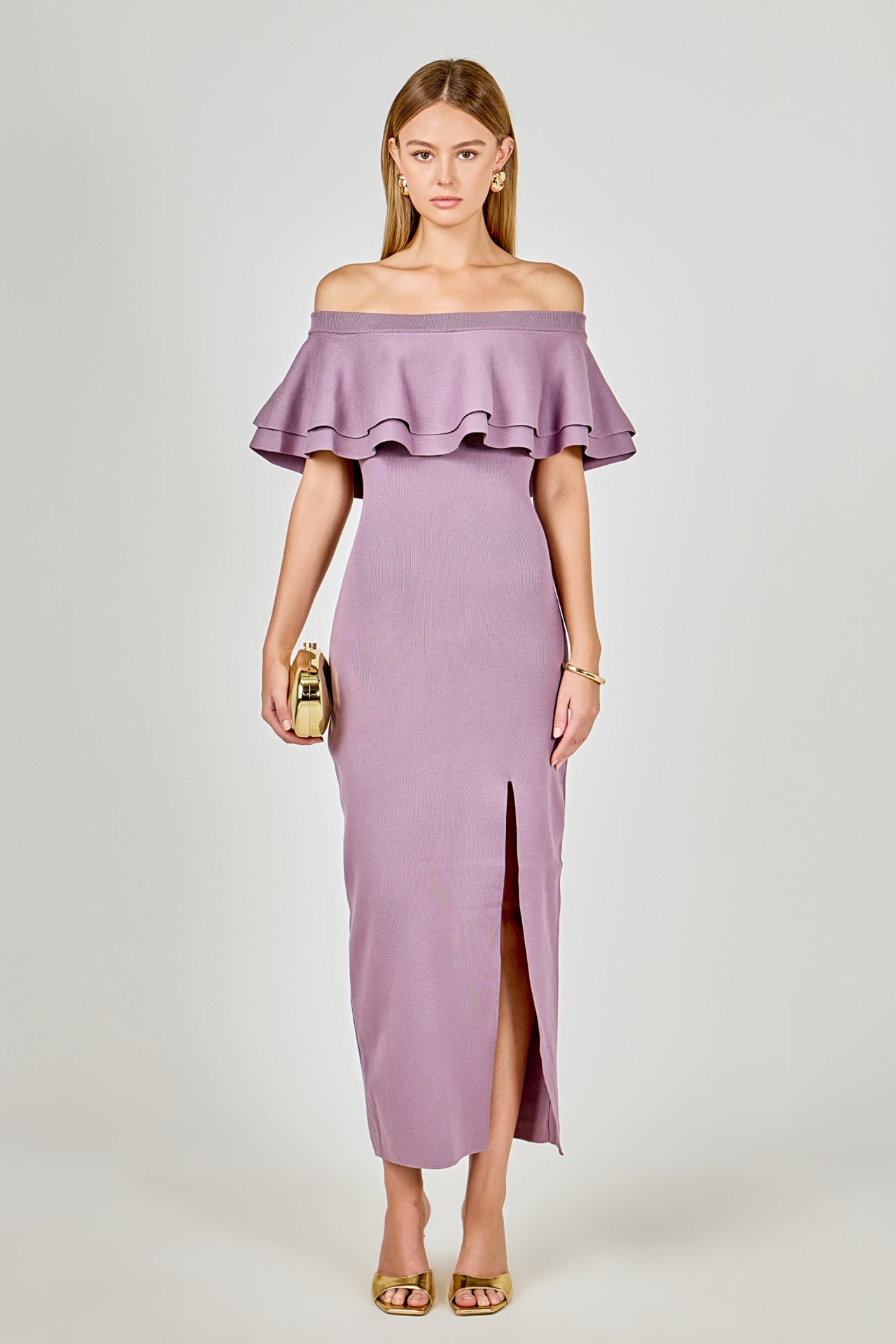 Off the Shoulder Ruffle Maxi Dress