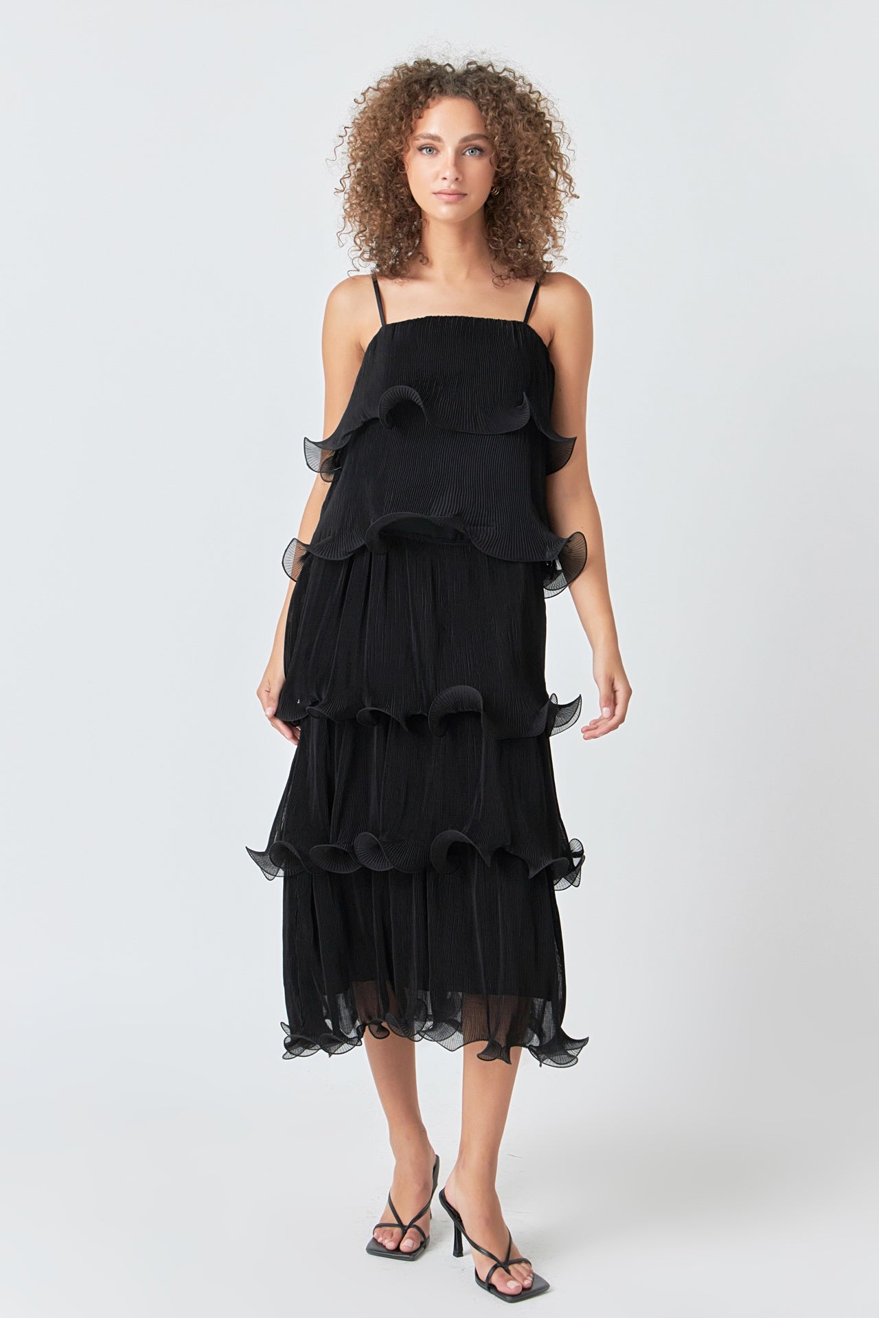 Pleated Tiered Long Dress