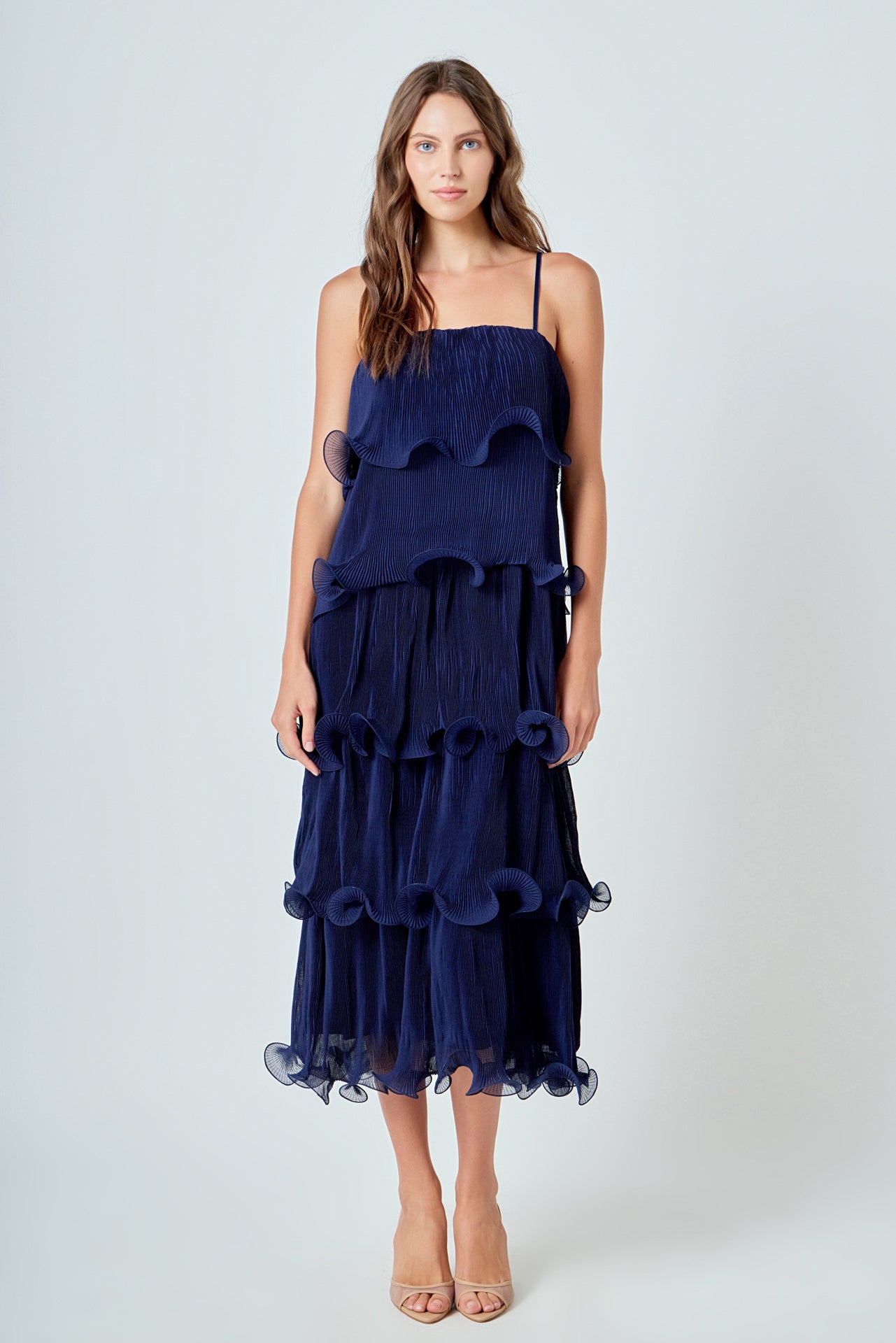 Pleated Tiered Long Dress