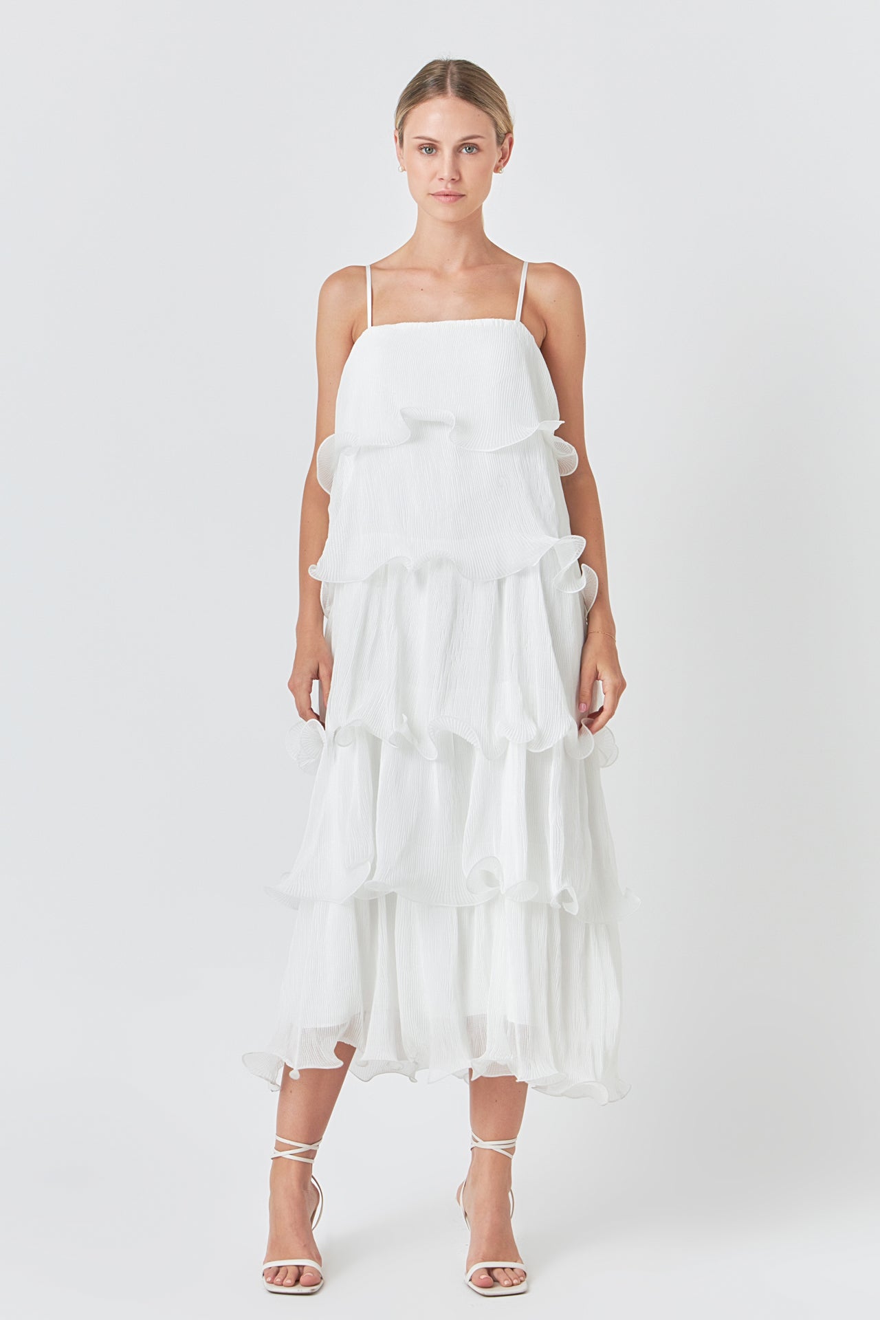 Pleated Tiered Long Dress