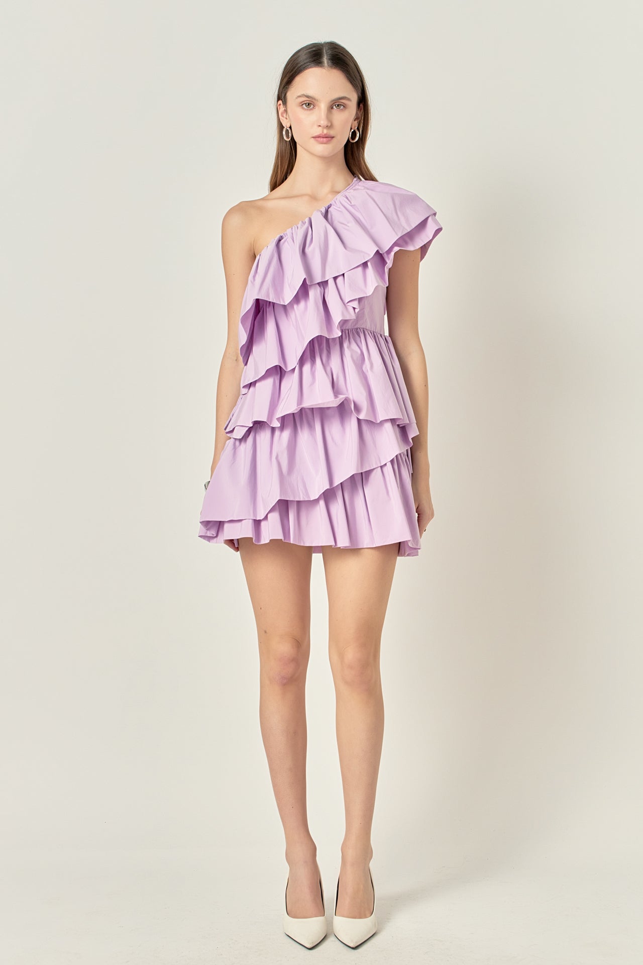 One-Shoulder Ruffled Mini Dress
