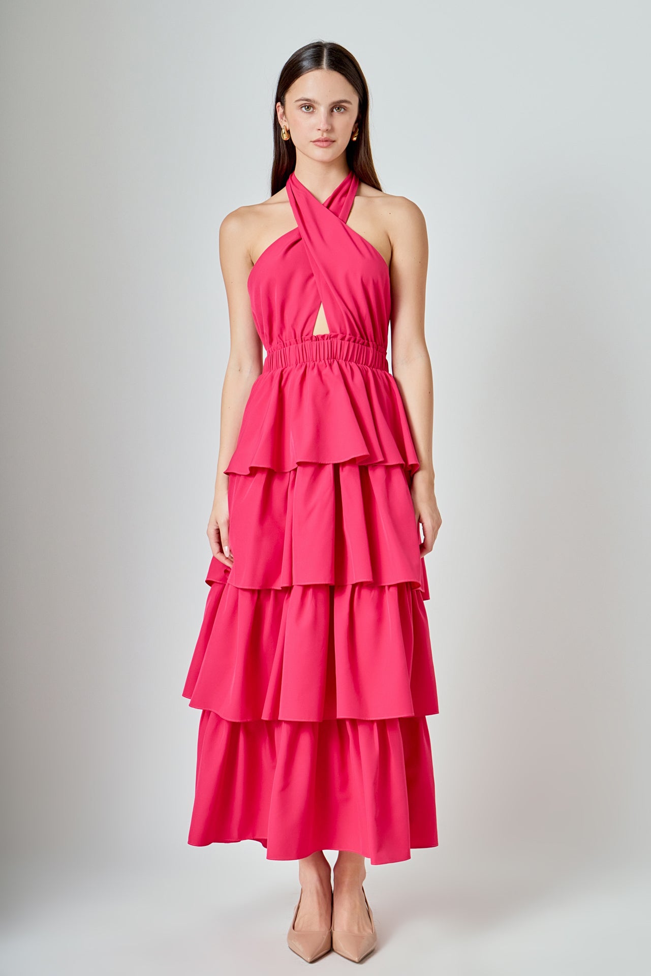 Criss Cross Halter Maxi Dress
