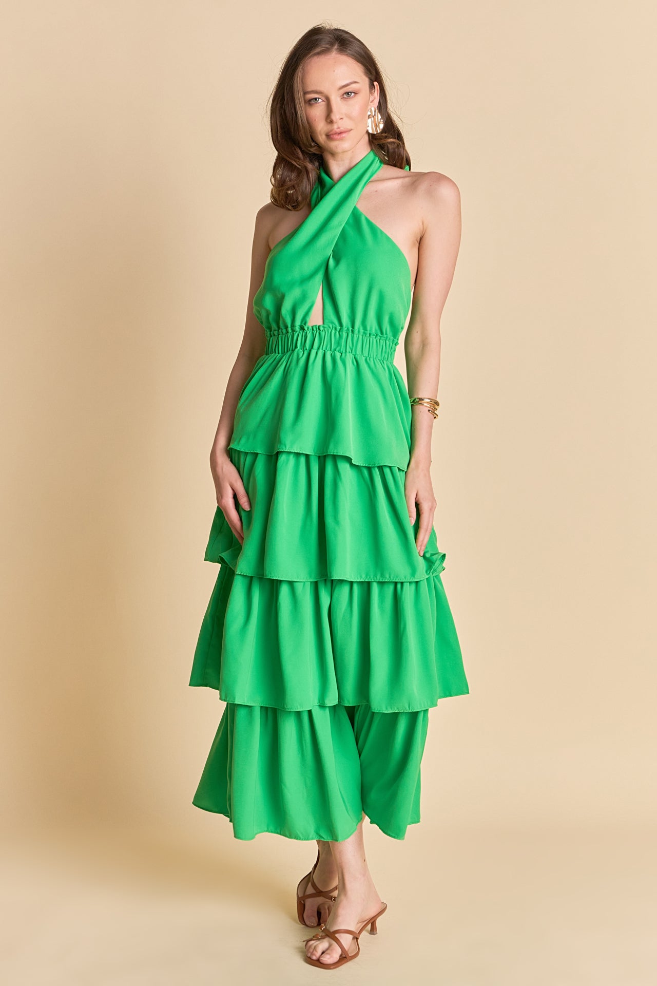 Criss Cross Halter Maxi Dress