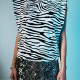 Zebra Print Padded Shoulder T-shirt