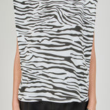 Zebra Print Padded Shoulder T-shirt