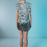 Zebra Print Padded Shoulder T-shirt